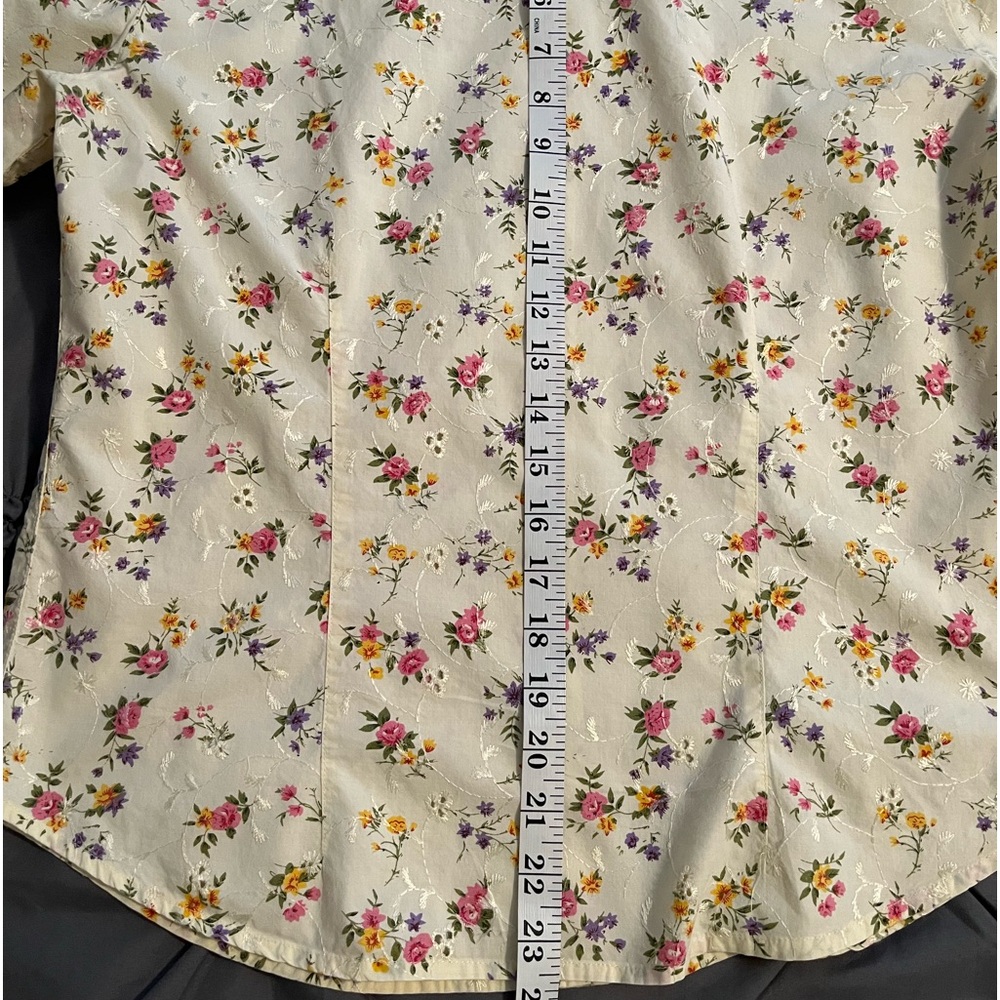 Lemon Grass embroidered button down blouse in floral print